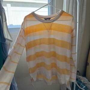 Yellow and White Striped Long Sleeve Shirt